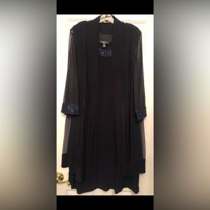 Formal 2 pc dress and dress-length jacket. Sheer with some sparkle. Size 1X.